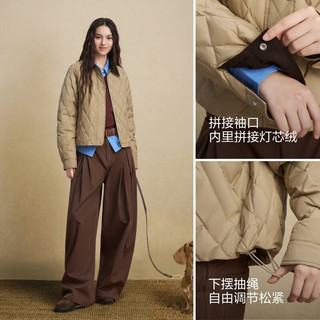 波司登 B260135346 90绒撞色翻领短款羽绒服 月光米 S