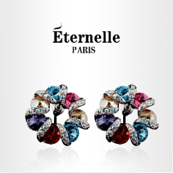 Eternelle 法国Eternelle奥地利水晶耳钉 幸福摩天轮耳环耳饰女友七夕礼物