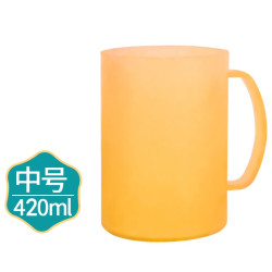 茶花 塑料刷牙杯带把 420ML橙色