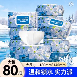 索秀 80抽大包湿巾家用专用抽取式家庭装实惠湿纸巾温和锁水加厚保湿