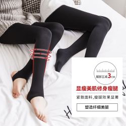 碧薇 加绒棉竖条裤袜收腹立体提臀压力袜秋冬打底裤连裤袜BWP7205