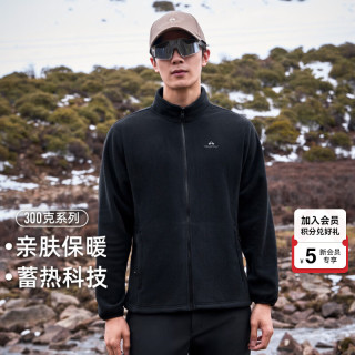 拓路者 冲锋衣内胆摇粒绒外套男春秋立领抓绒衣定制男士保暖防风户外衣服 黑色 XL