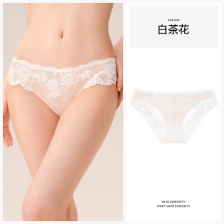 好奇蜜斯 3条98元好奇蜜斯性感三角内裤女低腰蕾丝透气舒适纯棉7A抗菌裆夏
