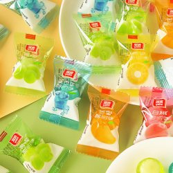 雅客 爆浆软糖 500g 白桃酸奶味混合水果夹心糖