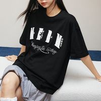 百亿补贴:MEDM 小香贴布珍珠字母短袖T恤 男女同款美式潮流宽松休闲情侣上衣