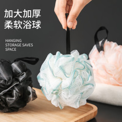 易思迪 高档沐浴球大号不散耐用新款浴花柔软可爱女泡澡球洗澡神器搓背 清新蓝+浅咖色+少女粉