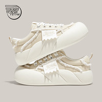 飞跃 Feiyue）官方休闲鞋女鞋夏季时尚简约厚底大头鞋百搭舒适面包鞋潮流鞋子女 卡其色 36
