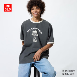 优衣库 PEANUTS UT/短袖T恤男装女装印花489071 08 深灰色 XS