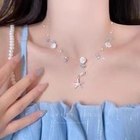 洛梵欣饰 海边度假海星贝壳珍珠项链女款多巴胺叠戴锁骨链海岛风颈链配饰 多层贝壳海星项链