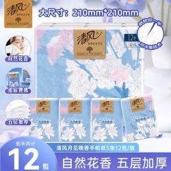 清风 月见晚香手帕纸5层5张12包有香随身便携小包纸巾