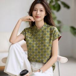金菊 【20姆米桑蚕丝】几何纹女式T恤 26夏