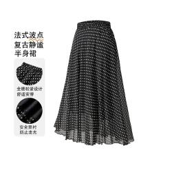 思诺芙德 春夏高级感复古波点松紧腰遮跨显瘦真丝半身裙