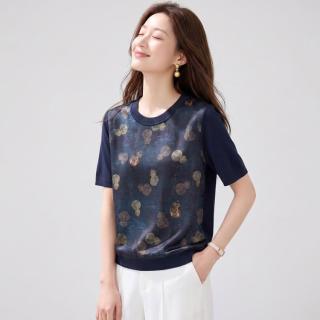 金菊 【桑蚕丝葫芦印花】妈妈装圆领短袖T恤 2026夏