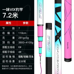化氏 一味VIX鱼竿 冰蓝粉大综合钓竿鲢鳙钓鱼竿手竿台钓竿鱼杆手杆