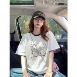 唐狮 2026夏季女短袖T恤纯棉减龄时尚好看白色百搭气质设计感上衣