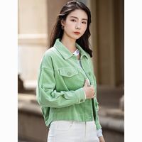 绿色秋季外套女2026气质高级感超好看复古灯芯绒短款夹克