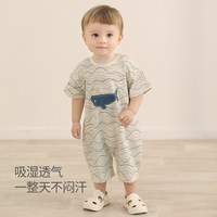 巴厘小猪 婴儿夏装男宝夏季薄款连体衣女宝超萌可爱哈衣爬爬服一岁宝宝衣服