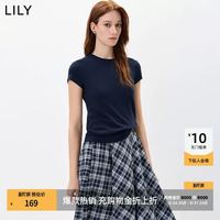 LILY 莱赛尔羊毛混纺简约休闲通勤百搭纯色短袖T恤
