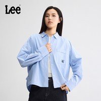 88VIP：Lee 26早秋新品舒适版翻领条纹设计海军蓝女长袖衬衫LWT009917212
