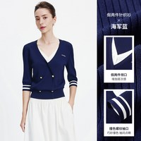 移动端：navigare 意大利小帆船2026秋季新款海军风上衣假两件撞色女针织衫