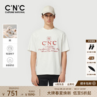 C'N'C CNC重工肌理感字母印花短袖T恤26春夏奢侈品上衣男 白色 48 /S/(170/88A)
