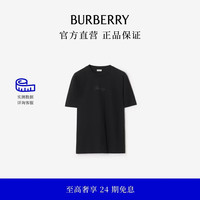 BURBERRY 男装 格纹草书风格徽标装饰棉质 T 恤衫