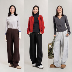 LRECNAVA芮柯纳未 加绒保暖中腰运动宽松休闲香蕉裤拜年穿搭