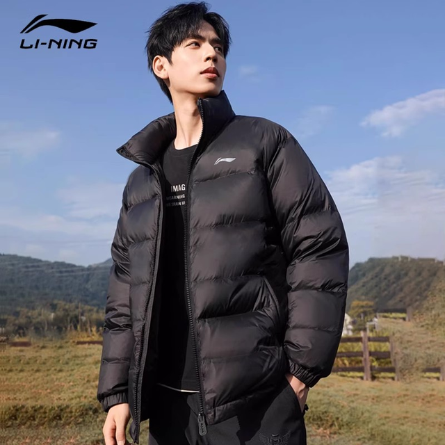 李宁 羽绒服男短款男子秋冬季保暖舒适休闲防风运动服外套上衣