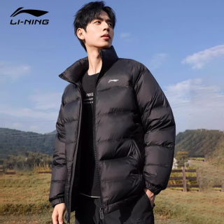 李宁 羽绒服男短款男子秋冬季保暖舒适休闲防风运动服外套上衣