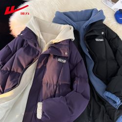 回力 棉衣棉服连帽保暖冬季加厚加绒秋冬情侣港风棉袄