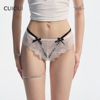 翠闺 「CG」性感蕾丝高腰绑带穿搭薄款三角裤女纯欲挂腰外露棉裆内裤女