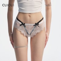翠闺 「CG」性感蕾丝高腰绑带穿搭薄款三角裤女纯欲挂腰外露棉裆内裤女