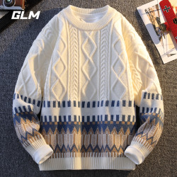 GLM 秋冬季慵懒风圆领潮流休闲保暖宽松加厚春秋套头毛衣 男外套