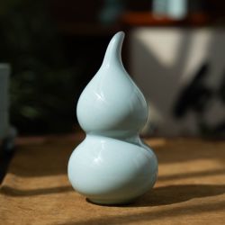 简·匠 简匠 汝州当代原矿汝瓷天青小葫芦茶宠摆件高12cm