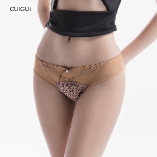 翠闺 「CG」品质舒适*珍珠豹纹蕾丝女士三角裤质感薄款包臀纯欲内裤女