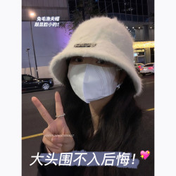 大头星球 大头围兔毛渔夫帽洋气好看的女冬季显脸小网红百搭insDB