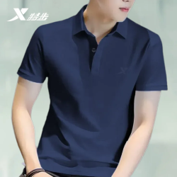 特步 简约polo衫翻领短袖T恤男士冰丝速干运动服休闲夏季舒适半袖