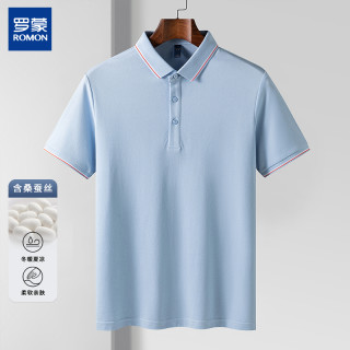 罗蒙 含桑蚕丝+7A抗菌罗蒙男士休闲翻领Polo衫2024新品短袖T恤5561