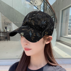 Doodays 彩金丝线小碎花编织蕾丝帽子春夏棒球帽户外出游女款