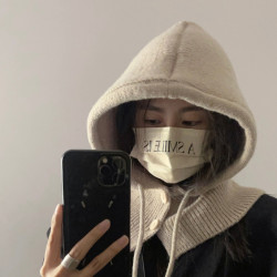 Mr.evil冬季 巴拉克拉法帽子冬季保暖帽子围脖一体护耳毛线针织帽