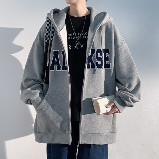 VUUG 灰色连帽开衫卫衣外套男女款秋冬爆款2025新款保暖慵懒风男装