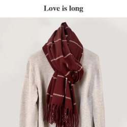 Love is long韩版简约格子围巾秋冬保暖长款英伦小格子披肩围脖
