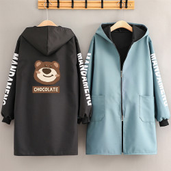 浩瑾 加厚工作服外套防水防污加绒长袖围裙定制家用厨房保暖外穿罩衣男