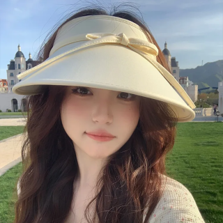蝴蝶结防晒帽女夏季大檐冰丝太阳帽透气户外防紫外线遮阳空顶帽子
