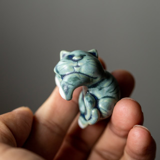 百垚 手工创意飞猪猫咪茶宠摆件挂件迷你茶台茶桌把玩陶瓷茶玩