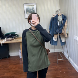 秋冬拼色百搭 青春系 磨毛保暖  情侣卫衣男女同款春秋打底衫长袖
