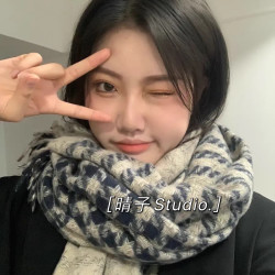 晴子Studio~韩国ins风围巾千鸟格韩版百搭学生披肩保暖围脖日系风