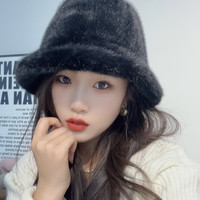 网红新款女士欧貂绒帽渔夫帽公主帽时尚百搭冬季保暖护耳加绒帽子