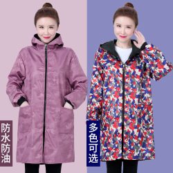 加绒罩衣女冬季加厚防水厨房家用长袖围裙男士大人保暖外套工作服