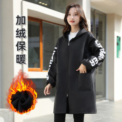 加绒加厚罩衣保暖防风防寒时尚款长袖围裙外穿做饭干活上班工作服